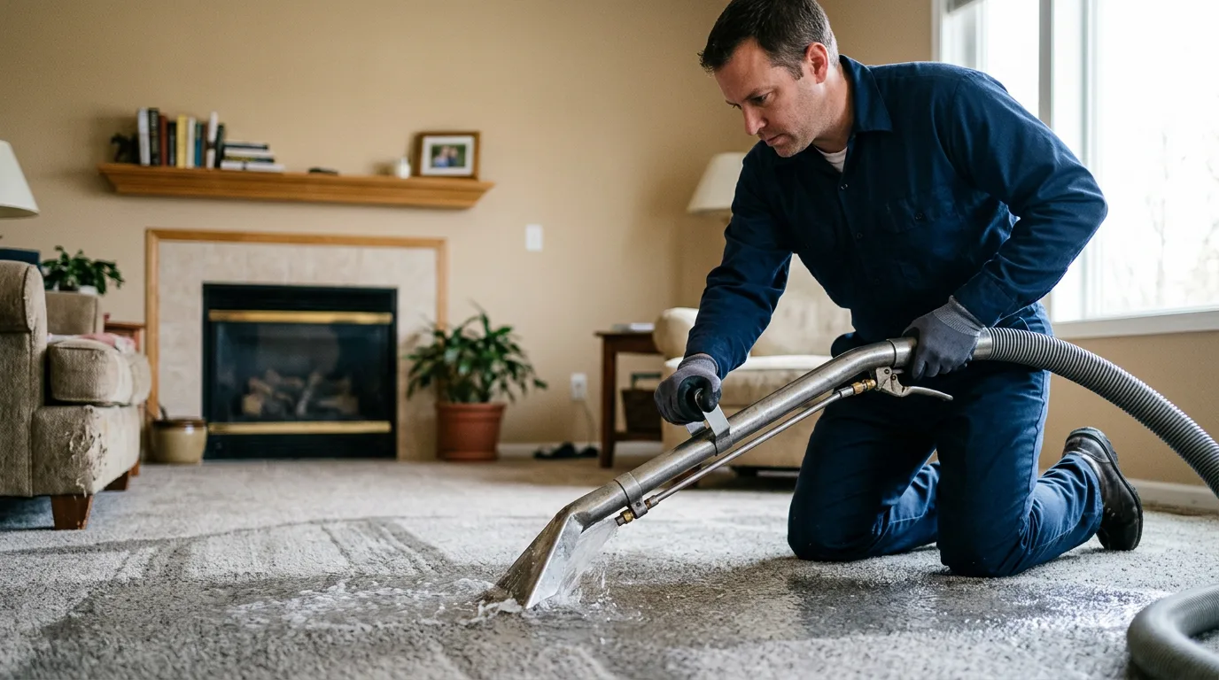 Water damage restoration technician working near Beech Bottom, WV